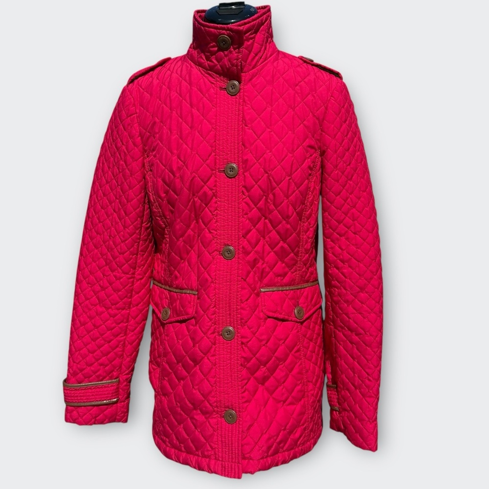 LANDS END Women Quilted Jacket Lightweight Primaloft Utility Preppy Pink S 6 8